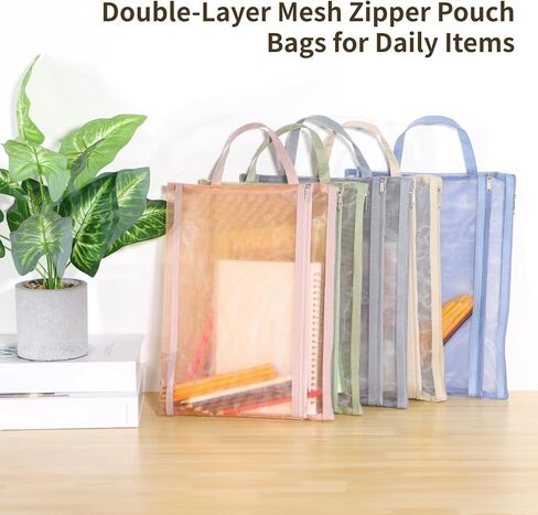 20 قطعة من أكياس الحقيبة الشبكية ذات الطبقة المزدوجة، وأكياس تخزين ألغاز التخزين، وحقائب تخزين الألعاب، وحقائب المستندات، وحقائب السفر بسحاب من النايلون مقاس A4، وحقائب شبكية للمدرسة والمكتب والمنزل in Kuwait
