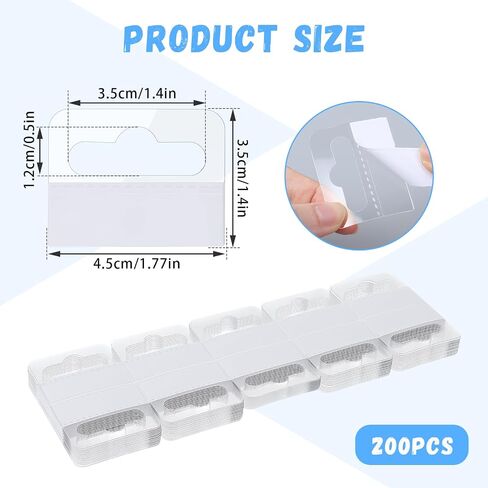 200 PCS Hang Tabs, 1.7 X 1.4 Inch Hanging Tabs Self Adhesive Clear Slot Hole Hang Tags for Retail, Sticky Plastic Hang Tags Hook for Business Shops Store Retail Displays in Saudi Arabia