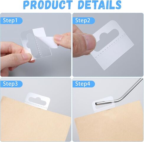 200 PCS Hang Tabs, 1.7 X 1.4 Inch Hanging Tabs Self Adhesive Clear Slot Hole Hang Tags for Retail, Sticky Plastic Hang Tags Hook for Business Shops Store Retail Displays in Saudi Arabia