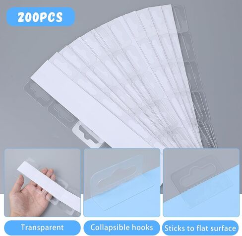 200 PCS Hang Tabs, 1.7 X 1.4 Inch Hanging Tabs Self Adhesive Clear Slot Hole Hang Tags for Retail, Sticky Plastic Hang Tags Hook for Business Shops Store Retail Displays in Saudi Arabia