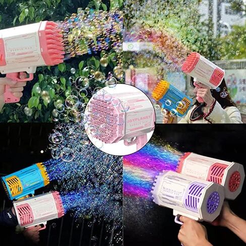 69-Hole Bubble Gun Massive Giant Bubbles Machine New Upgrade TIK Tok Electronic Rocket Bubble Launcher with Colorful Lights Gift Boys Girls Adults Party Wedding Toys Age 3 4 7 8 (Purple) in Saudi Arabia
