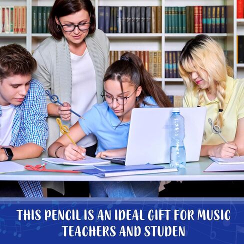 100 Pack Music Pencils Colorful Musical Notes Pens Teachers Day Treble G Clef Bent Pencil with Eraser Choir Gifts for Piano Teachers Students Home Office School Supply in Saudi Arabia