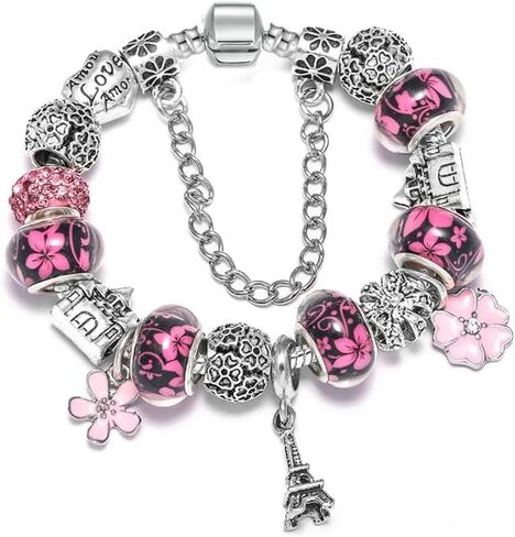 Eiffel Tower Paris Charms Bracelet, Traveller Edition, 20CM, Silver, SHAPER681359413026 in Saudi Arabia