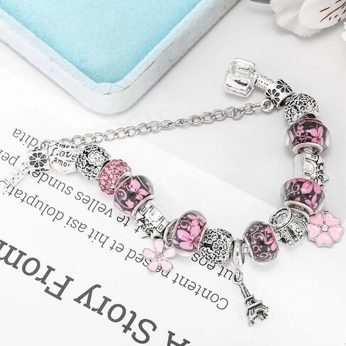 Eiffel Tower Paris Charms Bracelet, Traveller Edition, 20CM, Silver, SHAPER681359413026 in Saudi Arabia
