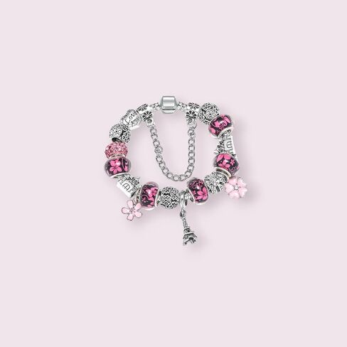 Eiffel Tower Paris Charms Bracelet, Traveller Edition, 20CM, Silver, SHAPER681359413026 in Saudi Arabia
