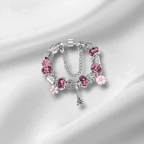 Eiffel Tower Paris Charms Bracelet, Traveller Edition, 20CM, Silver, SHAPER681359413026 in Saudi Arabia