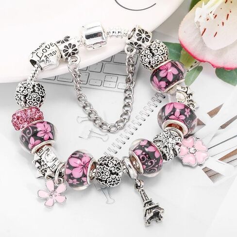 Eiffel Tower Paris Charms Bracelet, Traveller Edition, 20CM, Silver, SHAPER681359413026 in Saudi Arabia