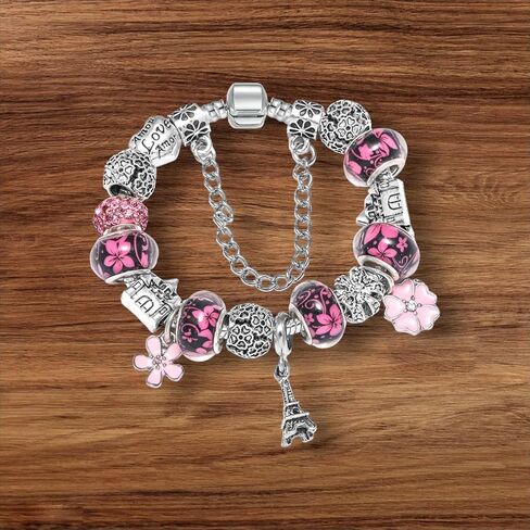 Eiffel Tower Paris Charms Bracelet, Traveller Edition, 20CM, Silver, SHAPER681359413026 in Saudi Arabia