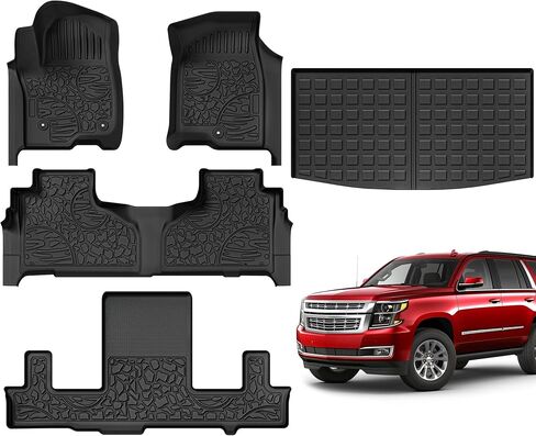 Floor Mats and Cargo Liner for Chevrolet Tahoe/GMC Yukon 7 Seater 2024-2021 Tahoe/GMC Yukon (Denali) Floor Liners w/ 2nd Row Bucket Seats, All Weather Car Mats Set Accessories (Not for Yukon XL) in Saudi Arabia