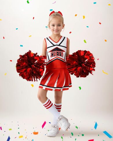 Cheerleader Outfit For Girls Halloween Costume For Kids 5-12 Years Cheer Uniform Set Fancy Dress For Party Birthday in Kuwait