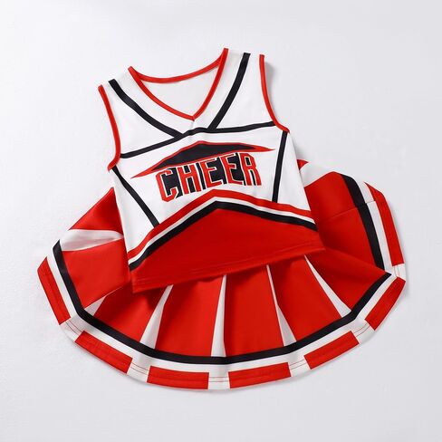 Cheerleader Outfit For Girls Halloween Costume For Kids 5-12 Years Cheer Uniform Set Fancy Dress For Party Birthday in Kuwait