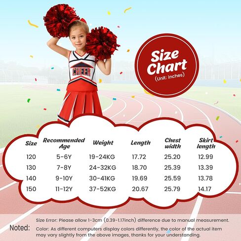 Cheerleader Outfit For Girls Halloween Costume For Kids 5-12 Years Cheer Uniform Set Fancy Dress For Party Birthday in Kuwait