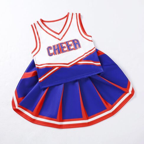 Cheerleader Outfit For Girls Halloween Costume For Kids 5-12 Years Cheer Uniform Set Fancy Dress For Party Birthday in Kuwait