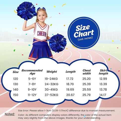 Cheerleader Outfit For Girls Halloween Costume For Kids 5-12 Years Cheer Uniform Set Fancy Dress For Party Birthday in Kuwait