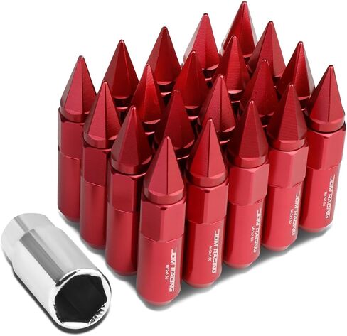 DNA MOTORING LN-ZTL-9031-15-RD 20Pcs M12 x 1.5 Open/Closed End Wheel Lug Nuts w/Deep Drive Extension, 20mm OD/90mm H, Red in Saudi Arabia