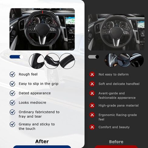 Real Carbon Fiber Steering Wheel For Infiniti Q60 2017-2022 Steering Wheel D-shaped Nappa Perforated Leather Flat-bottom Steering Wheel for Infiniti Q60 in Saudi Arabia