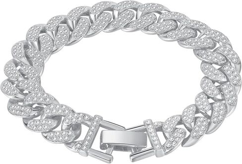 Hip Hop Iced Out Rhinestones Bracelet Alloy Link Chain Bracelet in Saudi Arabia