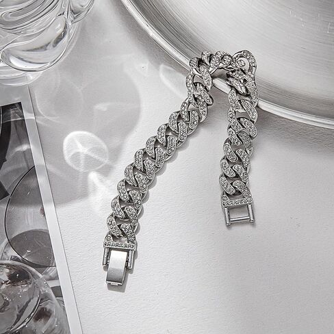Hip Hop Iced Out Rhinestones Bracelet Alloy Link Chain Bracelet in Saudi Arabia
