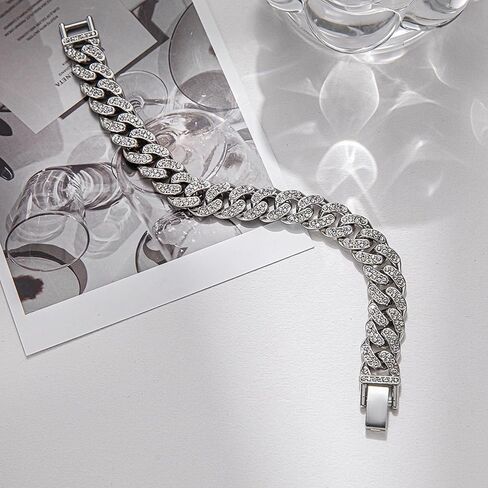 Hip Hop Iced Out Rhinestones Bracelet Alloy Link Chain Bracelet in Saudi Arabia