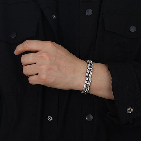 Hip Hop Iced Out Rhinestones Bracelet Alloy Link Chain Bracelet in Saudi Arabia