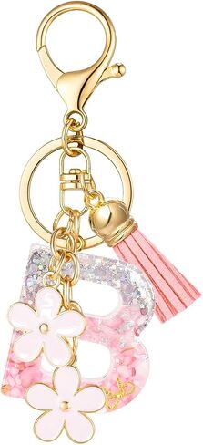SELOVO Girls Pink Flower Chain Cute Keychain Initial Keychain Key Chain for Women in Kuwait