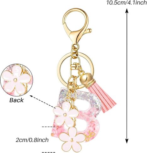 SELOVO Girls Pink Flower Chain Cute Keychain Initial Keychain Key Chain for Women in Kuwait