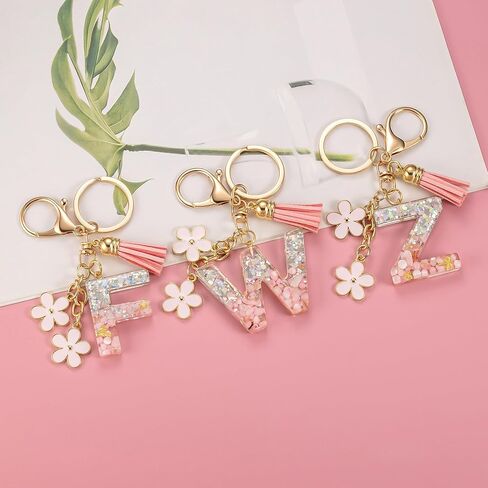 SELOVO Girls Pink Flower Chain Cute Keychain Initial Keychain Key Chain for Women in Kuwait