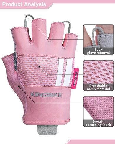 قفازات ركوب الدراجات من KINGBIKE للرجال والنساء، قفازات نصف إصبع للدراجة مع وسادة مضادة للانزلاق وممتصة للصدمات لركوب الدراجات والتدريب في الهواء الطلق in Kuwait