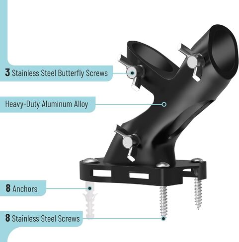 UNCO- Aluminum Flag Pole Holder, Heavy Duty Aluminum Mount, Flag Pole Bracket, Flag Pole Holder Mounting Bracket, Flag Pole Brackets for House, Flag Pole Mounting Bracket, Flag Pole Holder for House in Saudi Arabia