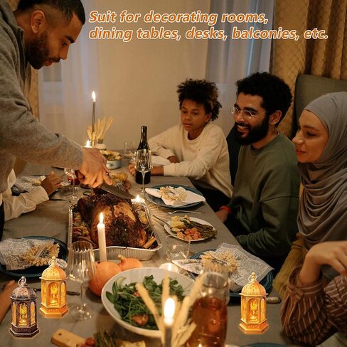 AmFor رمضان الفوانيس LED عيد مبارك مصابيح شمعة - 2 قطعة خمر زينة رمضان أضواء العيد LED عيد مبارك شمعة مصباح الشموع شنقا فانوس للمنزل منضدية حفل زفاف in Kuwait