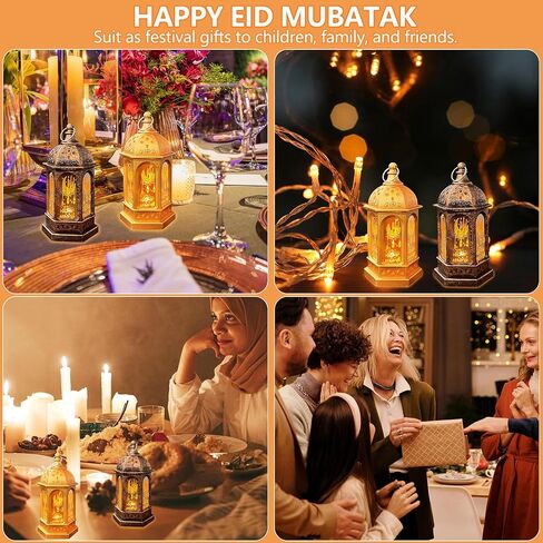 AmFor رمضان الفوانيس LED عيد مبارك مصابيح شمعة - 2 قطعة خمر زينة رمضان أضواء العيد LED عيد مبارك شمعة مصباح الشموع شنقا فانوس للمنزل منضدية حفل زفاف in Kuwait