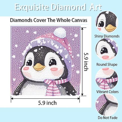 KYOQFVN 4 Pack Christmas Diamond Art - Cute Animals Diamond Art Kits for Adults Christmas, Big Gem Art Full Drill Diamond Dots aPainting Picture Arts Craft for Home Decor 6x6inch in Saudi Arabia