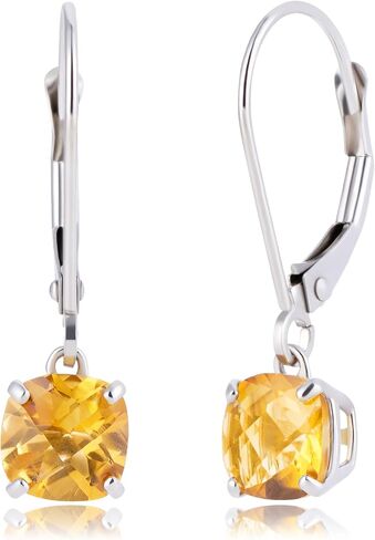 10k White Gold Princess Cut Birthstone Square Stud Earrings for Women in Saudi Arabia