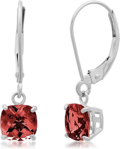 10k White Gold Princess Cut Birthstone Square Stud Earrings for Women in Saudi Arabia