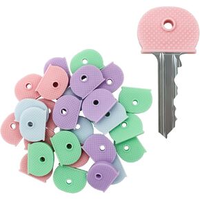 Key Covers Caps, 28Pcs PVC Key Identifiers Covers in 4 Assorted Colors for Identifying Keys, 1Inch Key Markers for Regular Round Flat House Keys, Keep Yous Keys in Order (28)