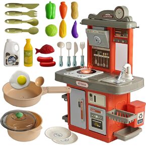 Pretend Play Kitchen Set,Kids Kitchen Playset with Realistic Lights & Sounds,Kitchen Playset for Toddlers Age 2-5, for Kids Boys and Girls