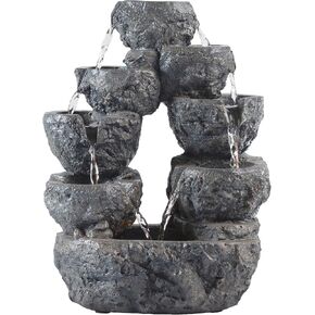 Alpine Corporation YHL428 Alpine 19" Tall White Barrels & Faucet Tabletop Decoration Fountain