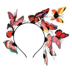 Butterfly Fascinator Hat women Bohemia Headband Girls Halloween Costume Dance Event Headpiece (Blue)