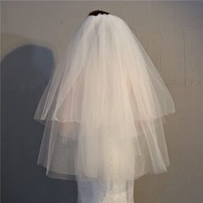 JWICOS Gorgeous Women's Simple Tulle Veil 2 Tier Bridal Wedding Veil with Comb and Cut Edge for Brides Bachelorette Party Wedding Hen Party （White）