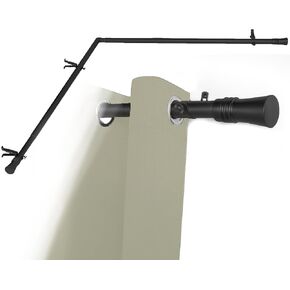 Adjustable Silver Corner Curtain Rod 36-72 Inch for Windows – Decorative Curtain Rods with 360° Rotating Connector Fit All Curtain Types / Rooms