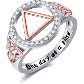 AA Sobriety Gifts 925 Sterling Silver Alcoholics Anonymous Ring Celtic Stay Sober Recovery Rings Alcoholics Anonymous Gifts for Women Friend US Size 6 7 8 9