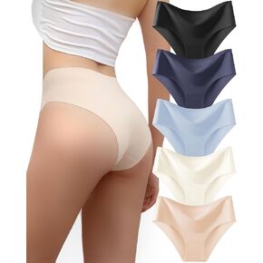 Take Talk Seamless Underwear for Women Sexy Mid Rise Brief Ladies No Show Bikini Panties Womens Cheeky 5 Pack XS-XL