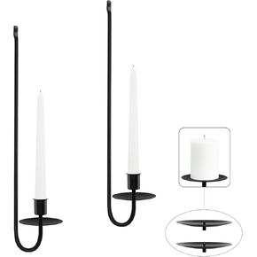 Black Candle Sconces, Taper & Pillar Wall Candle Holder, Candle Sconces Wall Decor Set of 2, Decor for Entryway, Fireplace, Living Room