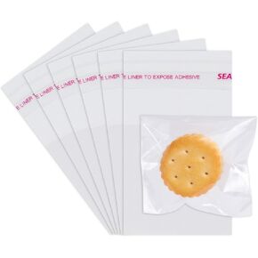 Pomei 4.3"x 5.9" 100 PCS Clear Plastic Bag-Self Sealing Cellophane Bags, Resealable Clear Poly Cello Bags, Cellophane Treat Bags, Cookie Bags for Packaging, Candy Bags, Cello Bags, Pastry Bags