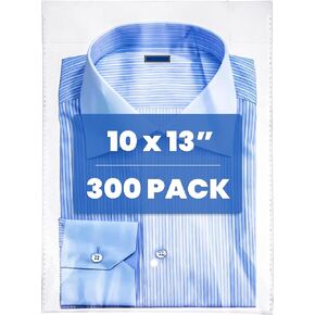 Elsjoy 300 Pieces 10x13 inch Self Sealing Cellophane Bags, Clear Plastic Resealable Cello Poly Bags for Packaging, Self Adhesive Large Cellophane Plastic Bags for Clothes, T-Shirt, Prints, Documents
