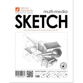 Premium Sketch Paper for Pencil, Ink, Marker, Charcoal and Watercolor Paints. Great for Art, Design and Education. Loose Pack. (100 Sheets(8.5" x 11"))
