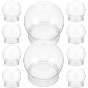 Amosfun DIY Water Globes, 10pcs Clear Snow Globe with Screw Off Cap Plastic Empty Fillable Globe Cookies Candy Jar 4 inch for DIY Crafts Home Party Decoration