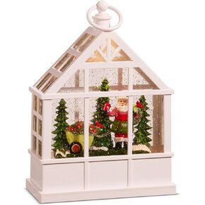 Raz Imports Garden Santa Lighted Water Greenhouse, 9.25-inch Height, Christmas Decor