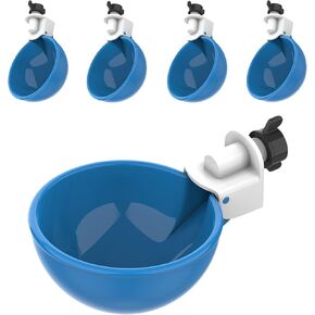 Lil Clucker - Pack of 5 - Blue Large Automatic Chicken Water Cups - Chicken Waterer Cups Suitable for Ducks, Geese, Turkeys, and Bunny Rabbit - Chicken Water Feeder Kit - Poultry Waterer