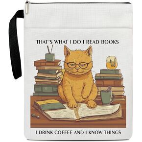 Book Lover Gifts for Christmas, That's What I Do I Read Books Book Sleeve with Zipper Bookish Gifts Book Accessories, Cat Lover Gifts Book Carrying Case Book Club Gifts for Readers Librarian -20